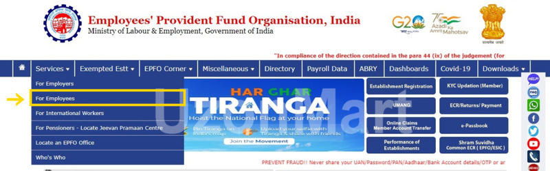 Aapko “For Employees” per click karna hoga.